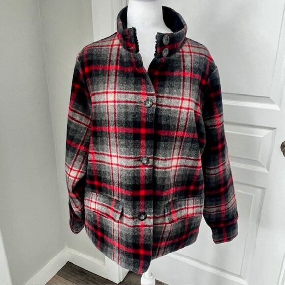 Woolrich rugged outdoors wear wool plaid jacket coat quilted xlarge button up - Picture 1 of 11